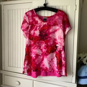 Pink Double Layer Short Sleeve Top